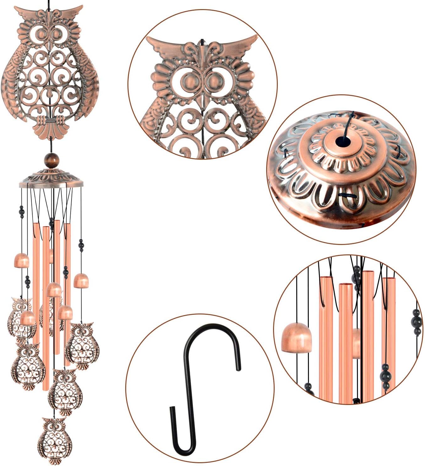 Owl Wind Chimes, Gifts for Mom, Women, Grandma, Outdoor Indoor Wind Chimes, Room Decor, Owls Gifts for Women, Owl Decor Gift - Image 6