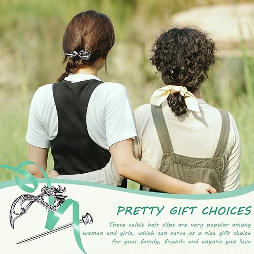 Miniatura 7 de WILLBOND 2 piezas de accesorios vikingos para el cabello, pinzas para el cabello, nudo celta, horquilla triangular, dijes minimalistas, estilo