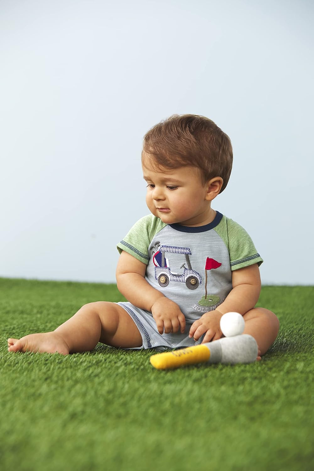 Mud Pie Pelele De Bebé En Piqué Azul Con Puntilla Marfil De