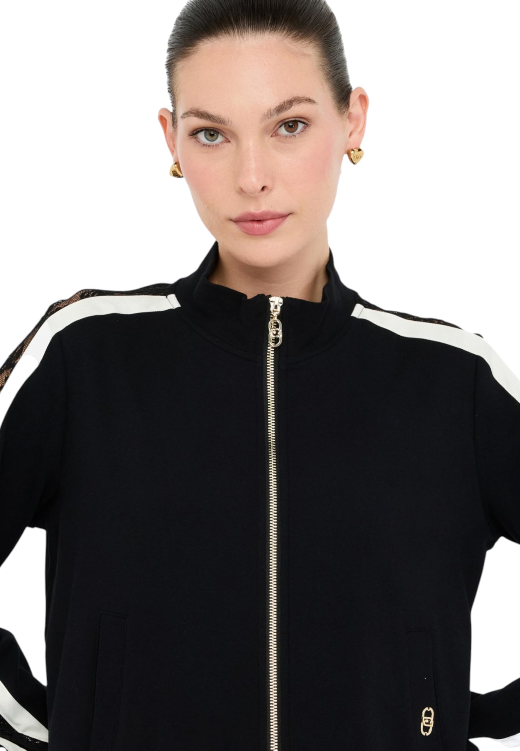 Liu Jo Donna Felpa con Zip TF5006J4523 Cotone Nero L