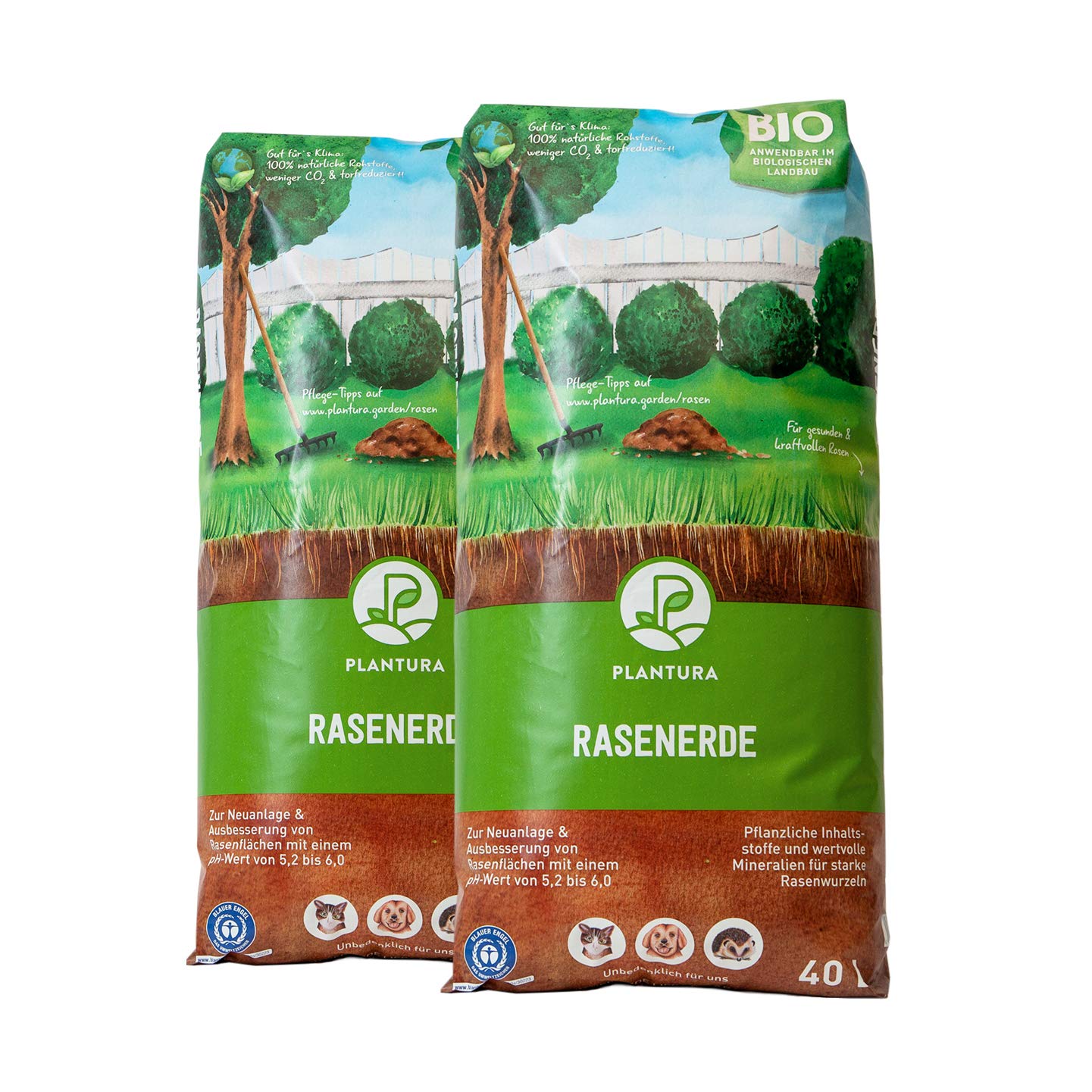 Plantura Bio-Rasenerde, torfreduziert & vorgedüngt, zur Neuanlage & Pflege, 80 L