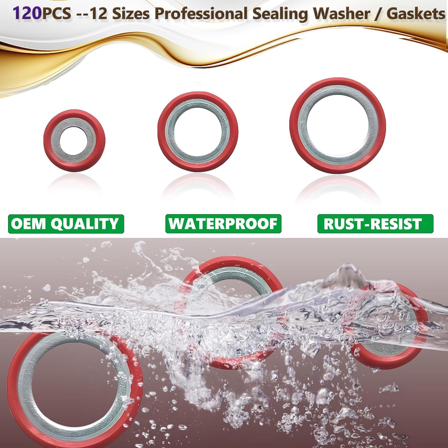 Lucstar A/C O Ring Kit, 400PCS O Ring Assortment Kit, 120PCS AC Seal Kit, AC Valve Core Kit, A/C Sealing Washers,Automotive Replacement Seal Gasket,AC Gasket Kit