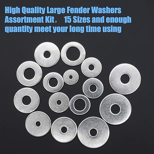 Miniatura 5 de DYWISHKEY Kit surtido de 220 piezas de 15 tamaños de arandelas de guardabarros grandes, acero inoxidable 304 (M3 M4 M5 M6 M8 M10 M12)