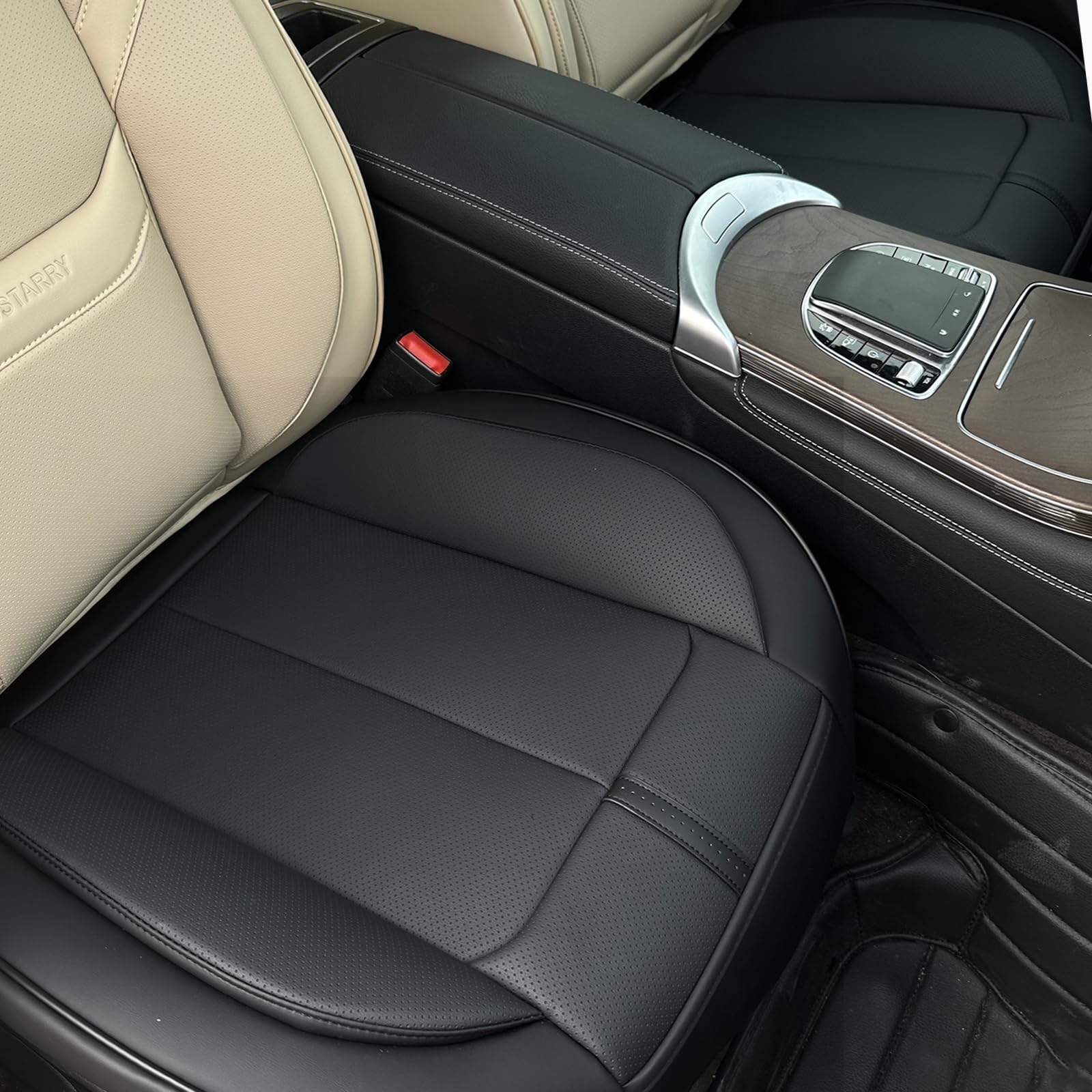 2 Pack Couverture De Siège Avant en Cuir Uniquement pour Le Bas, Coussin De Siège Rembourré Antidérapant, Protège-Siège Universel Adapté À La Plupart des Voitures, SUV, Camionnettes (Noir)