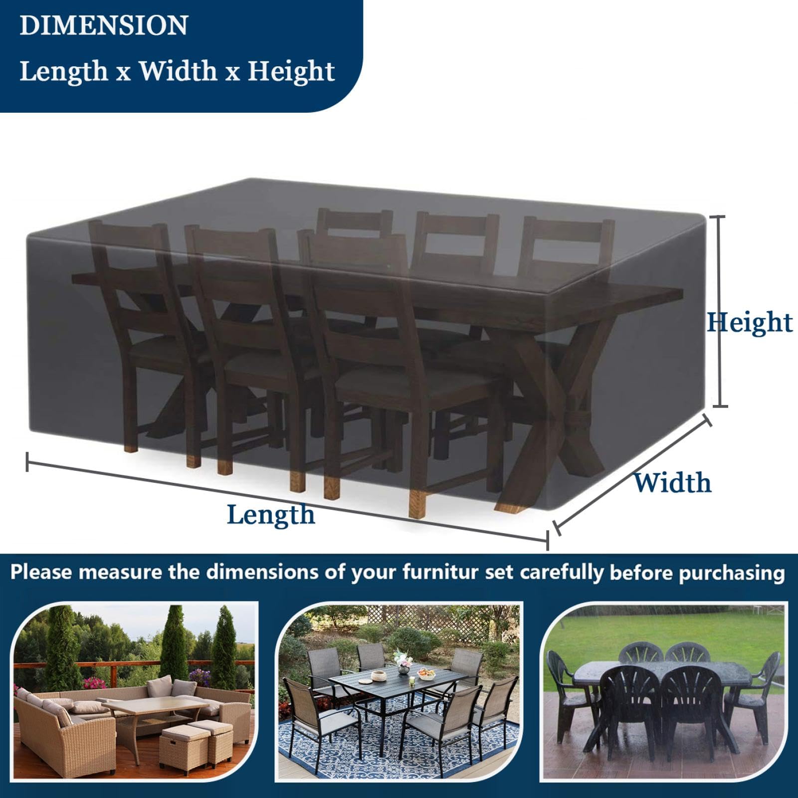 XDPBLM Housse Salon De Jardin Exterieur - 130x90x90cm (LxWxH