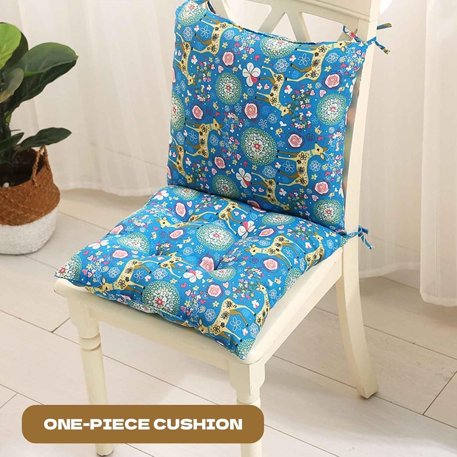 Pack 1/2/4 Cojines de Silla con Respaldo，Cojines de Asiento Cocina 50×50/40×40/45×45cm Cómodo Cojín para Sillas Comedor, para Oficina, Jardín, Interior, Exterior(B16,40x40cm(4PCS))