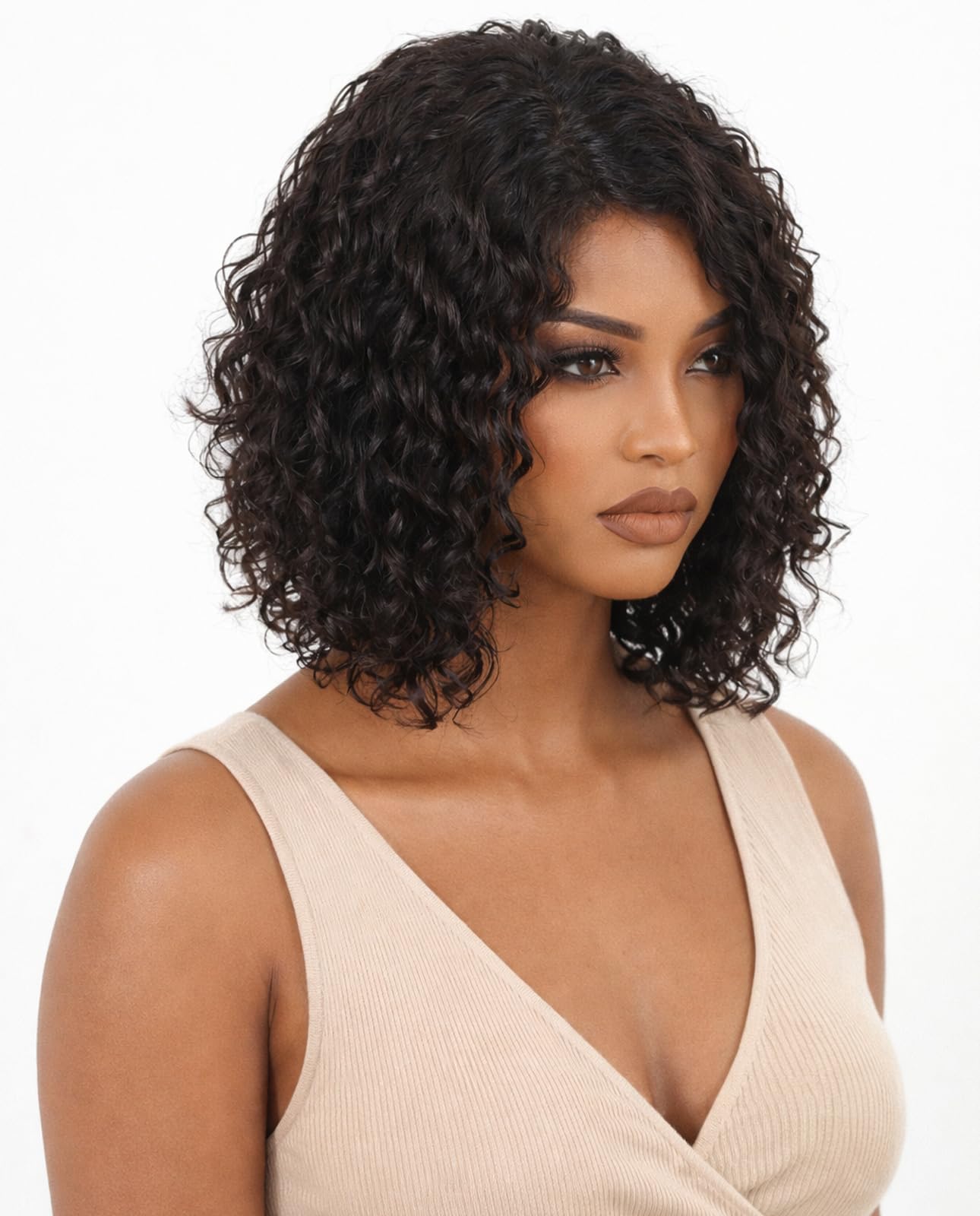 IMAYLI Short Wigs For Black Women Glueless Ombre Curly Bob - View #5