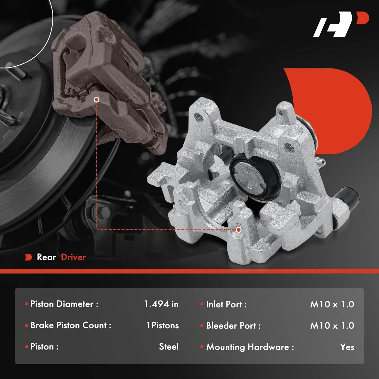 A-Premium Disc Brake Caliper Assembly with Bracket Compatible with Ford Edge 2015-2023, Escape 2017-2019, Fusion 2013-2020 2.0L & Lincoln MKZ 2013-2020, MKX 2016-2018, MKC, Nautilus - Rear Left Driver