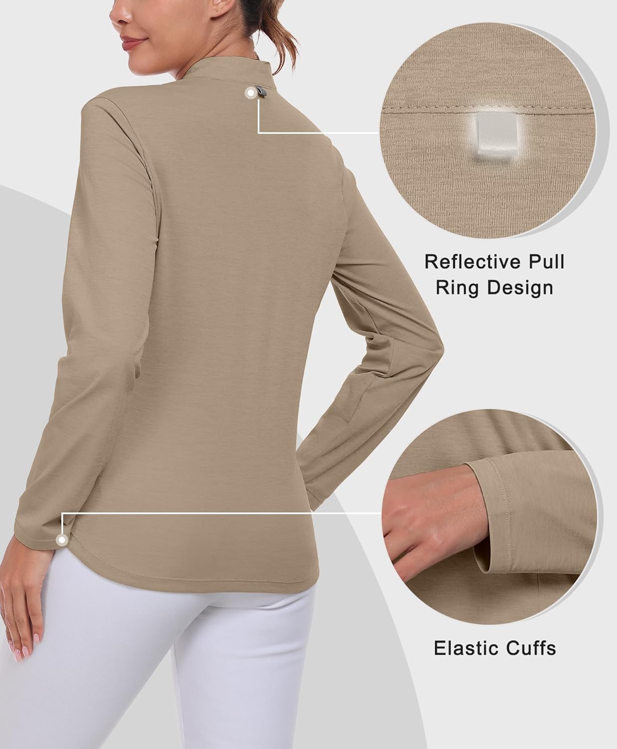 Little Donkey Andy Women's Golf Shirts Long Sleeve 1/4 Zip Athletic Lightweight Quick Dry Workout Hiking Athletic Shirts