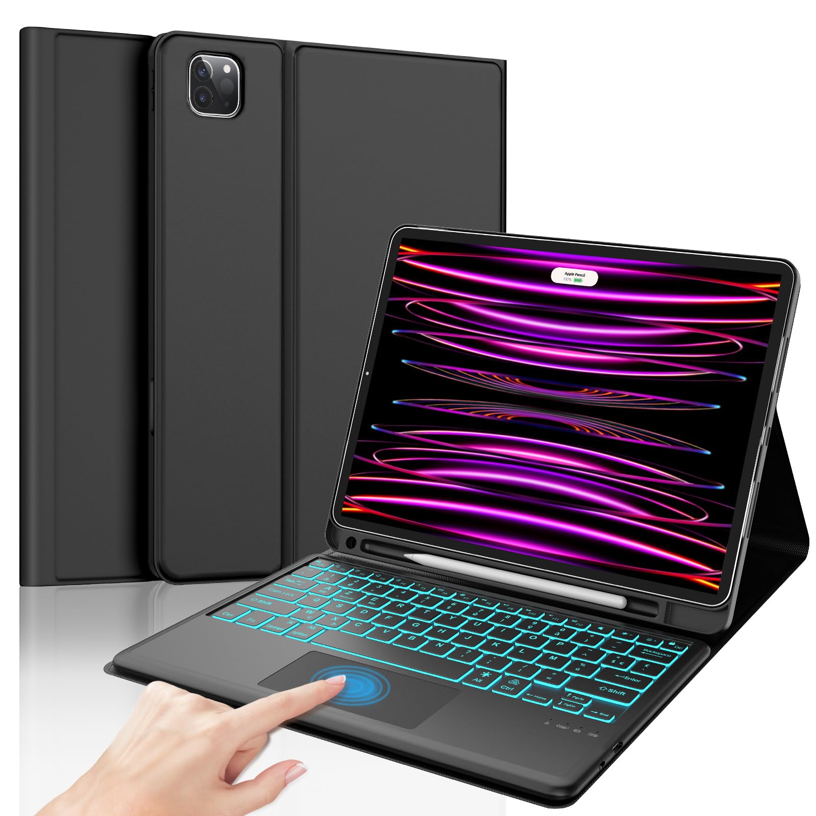Coque Clavier Bluetooth Pour IPad Pro 12.9 (6e/5e/4e/3e Gen) – AZERTY Français, Rétroéclairage 7 Couleurs, Trackpad - 5