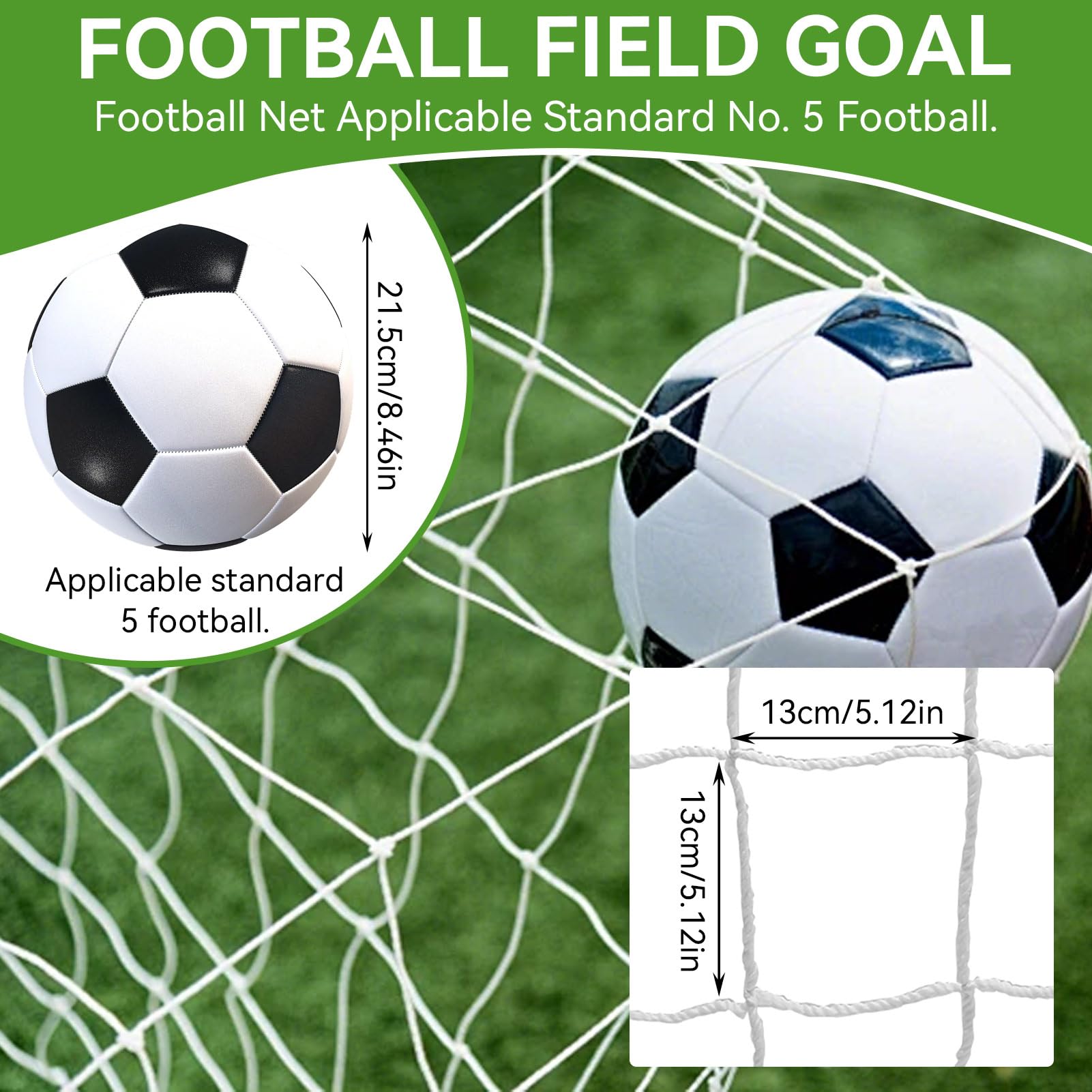 Soccer Goal Net Replacement, Soccer Net Soccer Nets for Backyard, Soccer Nets for Kids Ages 6-8, 10-12, 12-14, Football Kicking Net Soccer Netting for Sports Match (12x6ft)