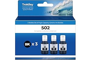 502 Ink Refill Bottles Compatible with Epson Ecotank ET-4850 Printer, 3 Pack