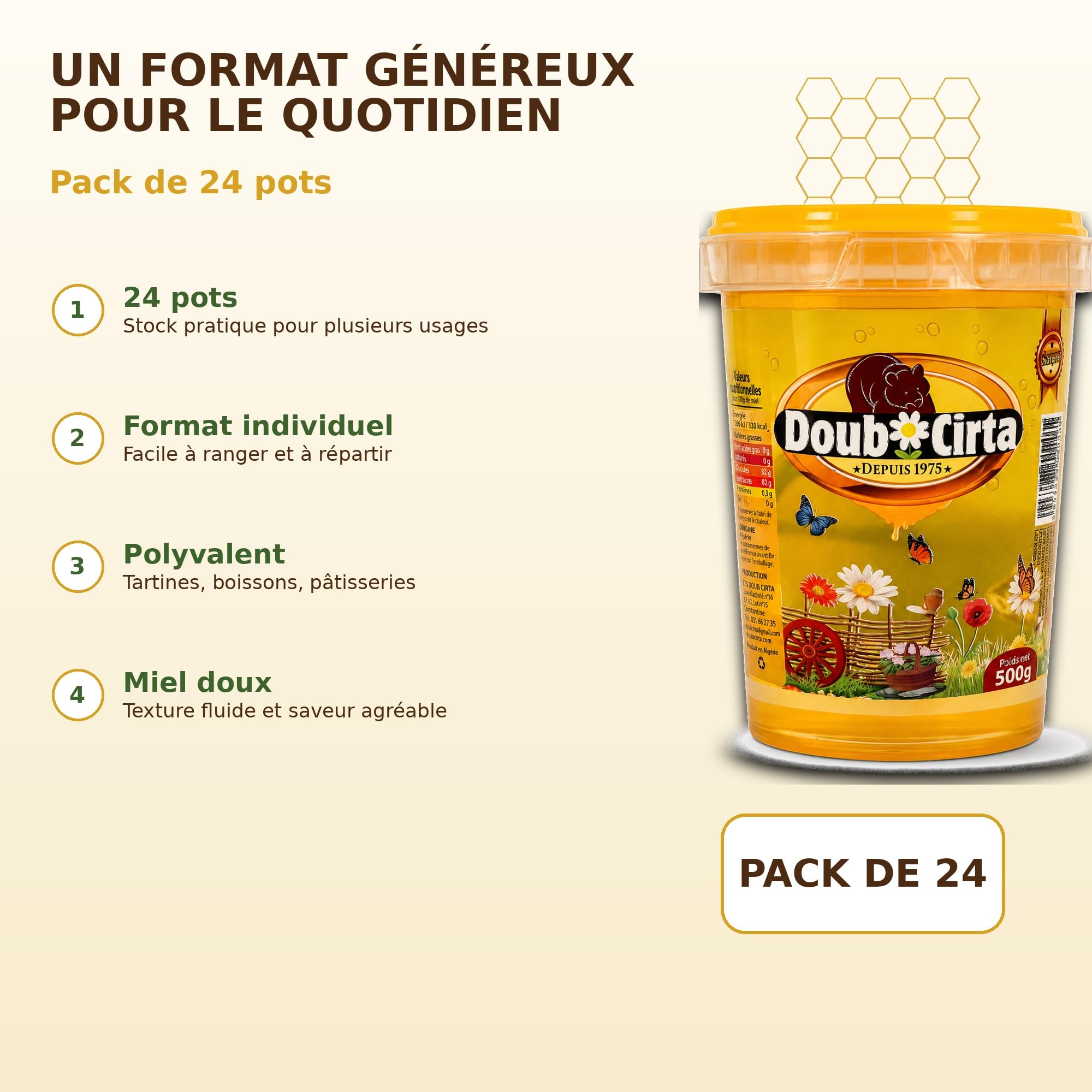 Doubsirta Sirop de Glucose 500g – Pack de 24 Pots – Sirop de Glucose pour Pâtisserie, Gâteaux, Confiserie, Desserts, Glaçages et Recettes Maison