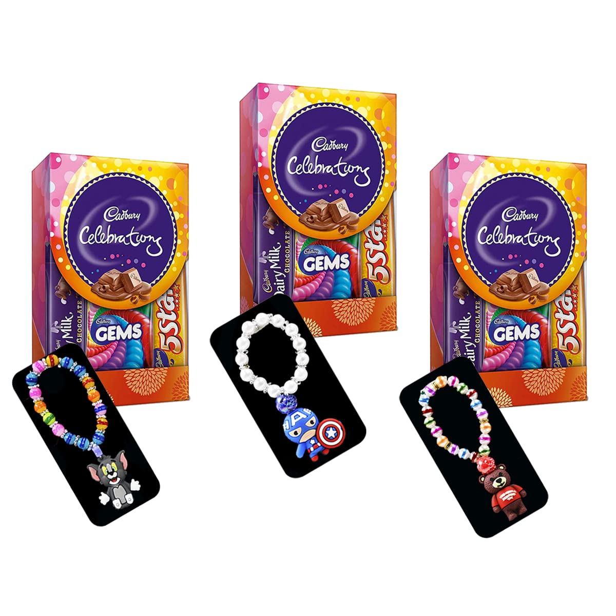 Natali Traders Birthday Return Gift For Kids-3 Chocolate Celebration Pack With 3 Cartoon Wrist Band/Kids Bracelets-New Year-Birthday Gift For Kids, Children-Boys, Girls Pack Of 6,64.2 Grams (B0BLYRWZ7D) Amazon Price History, Amazon Price Tracker