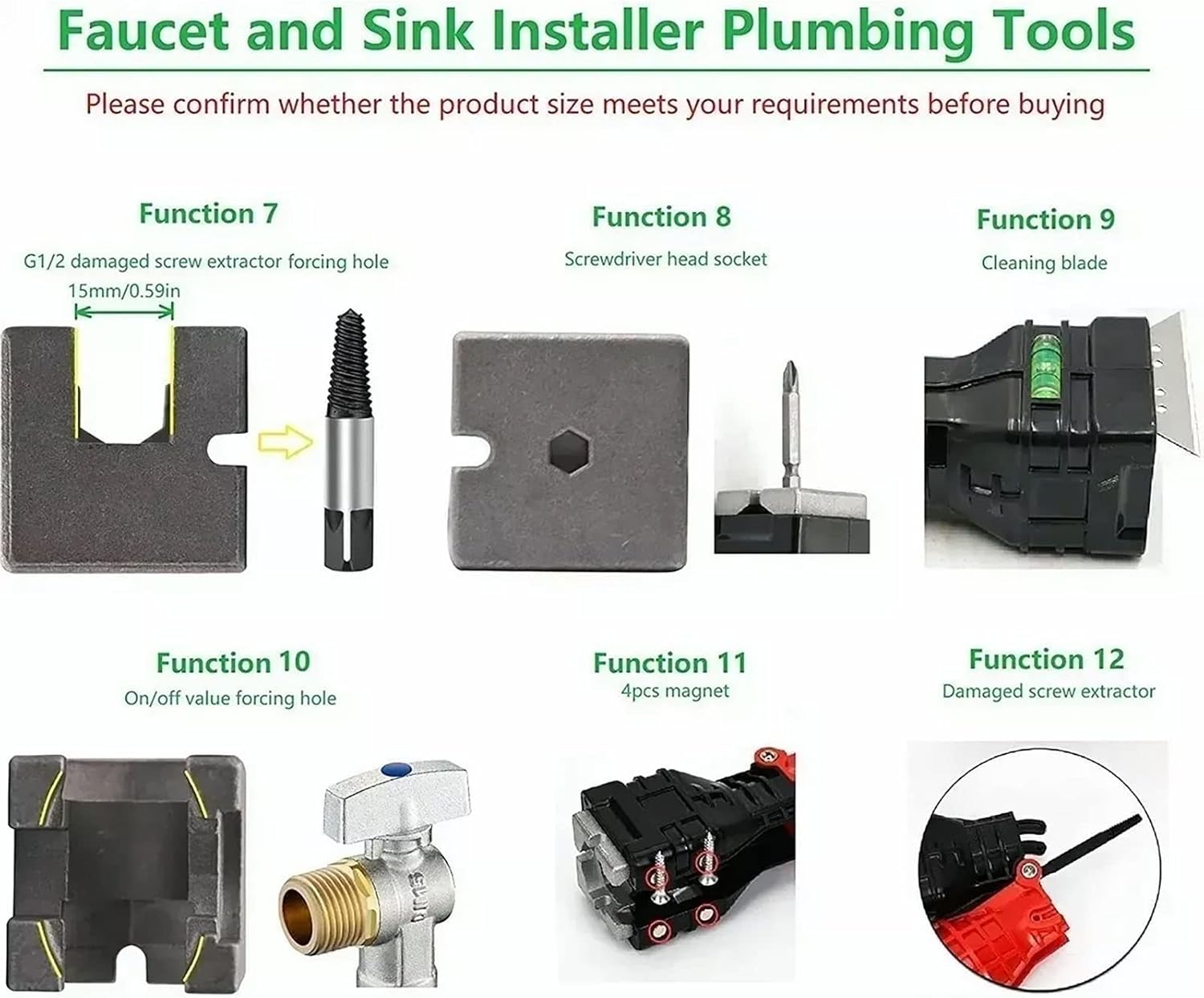 18 in 1 Sink Wrench Foldable Faucet Installer Anti Slip Portable Plumbing Tool Plumbing Wrench Faucet and Sink Installer Tool for Repair