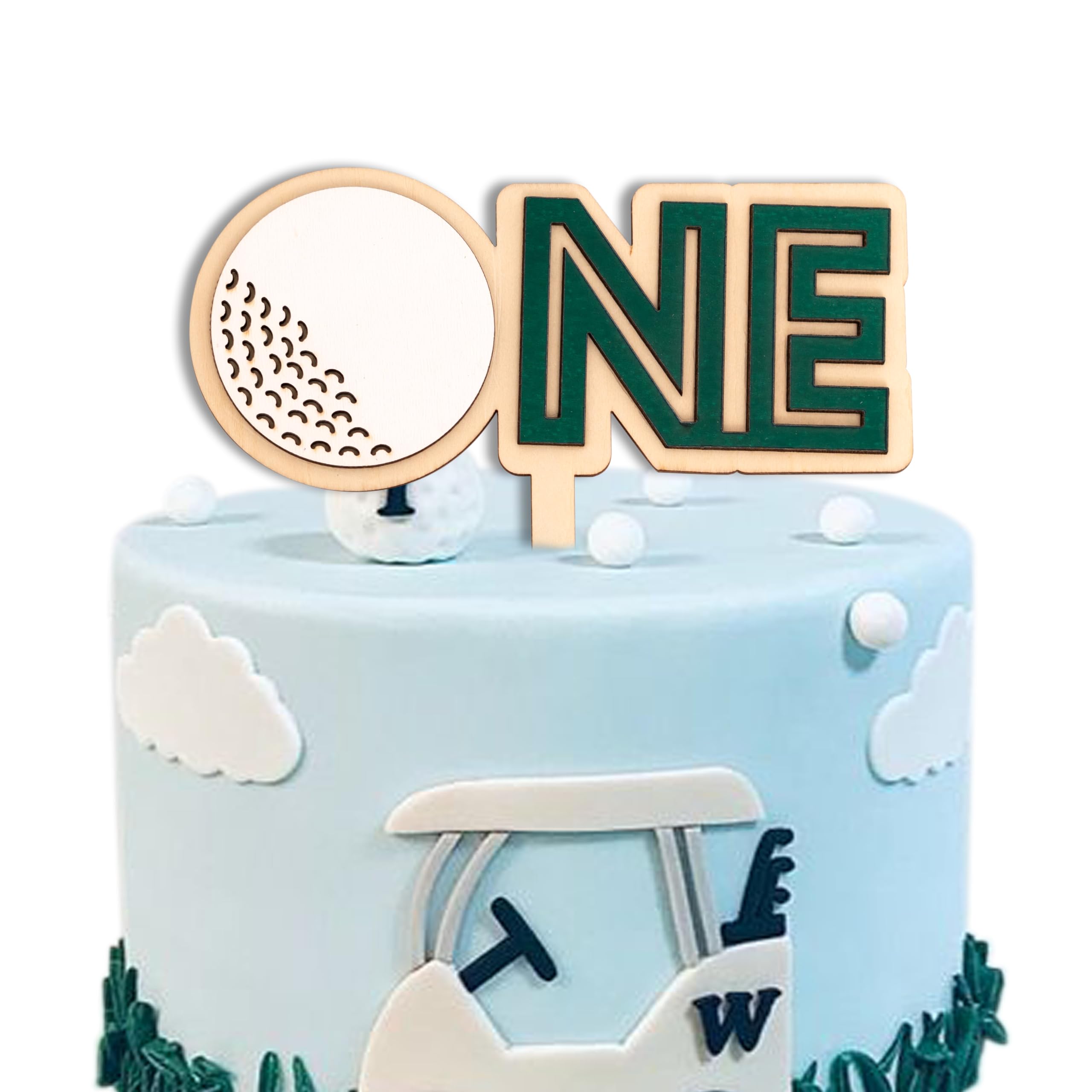 ZAIBIANHAO Golf Cake Topper - One Year Golf Tee Decor,Wooden Hole in One Decoration Photo Props For Birthday Party,Sports Themed 1st Anniversary Party