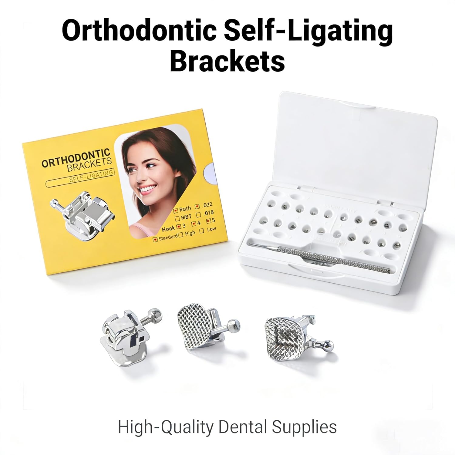 20Pcs/Box Passive Self Ligating Roth/MBT Slot 022 Bracket 5G with 345 Hook Orthodontic bonding Mese Bondable Brackets