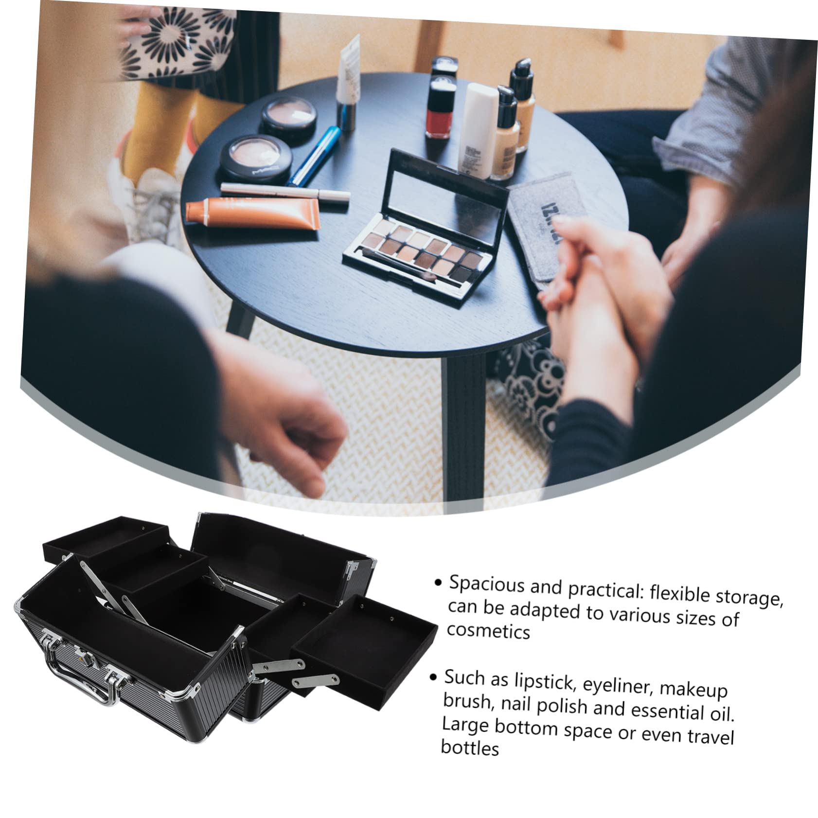 WOONEKY Caja de Almacenamiento de Cosméticos de Aleación de Aluminio Neceser Grande y Ligero para Uso Profesional en Fiestas y Viajes