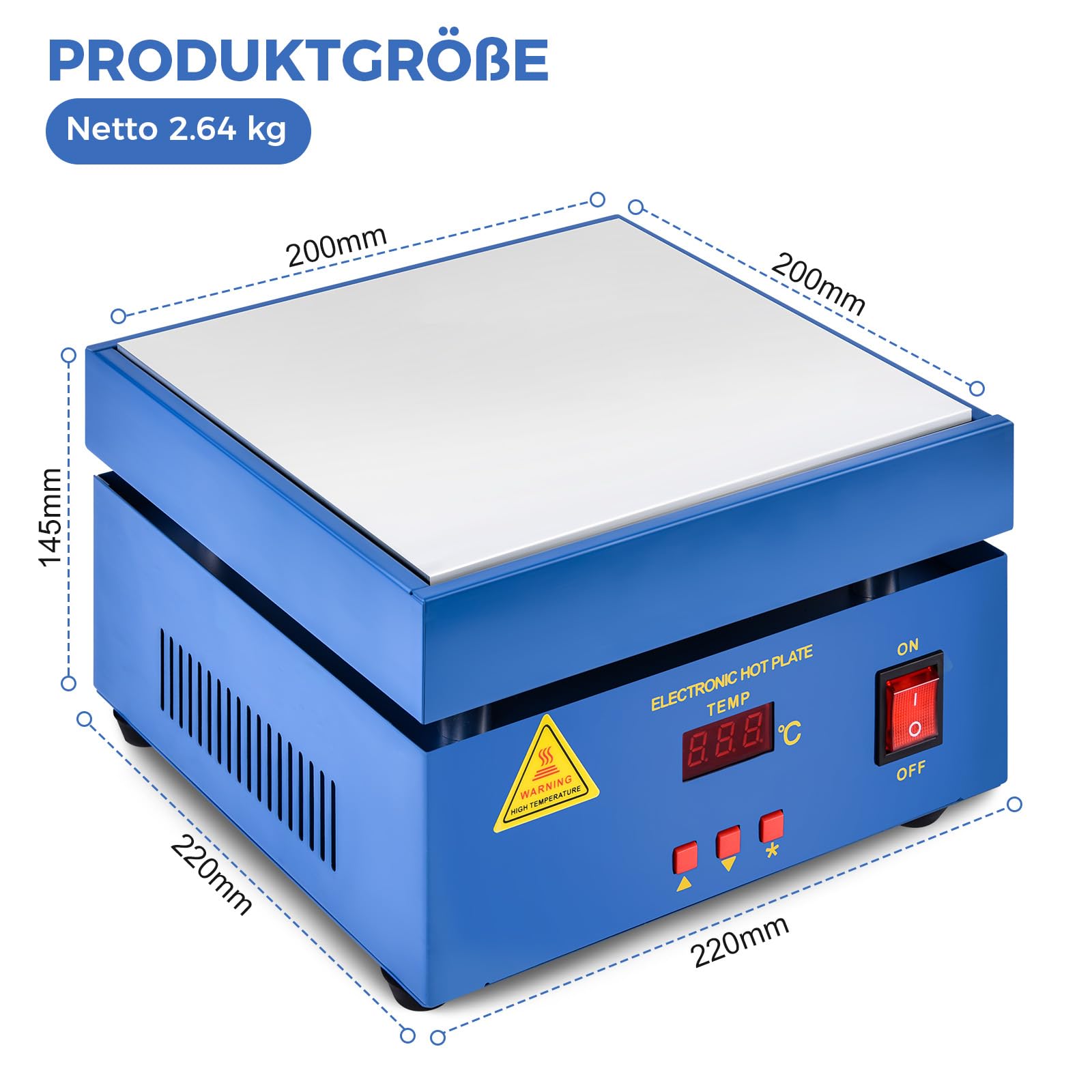 PCB, piastra riscaldante elettrica, 800 W, stazione di riscaldamento a LED, microcomputer, 30 – 400 °C, stazione di preriscaldamento per riscaldamento dei componenti, SMD, rimozione PCB e saldatura