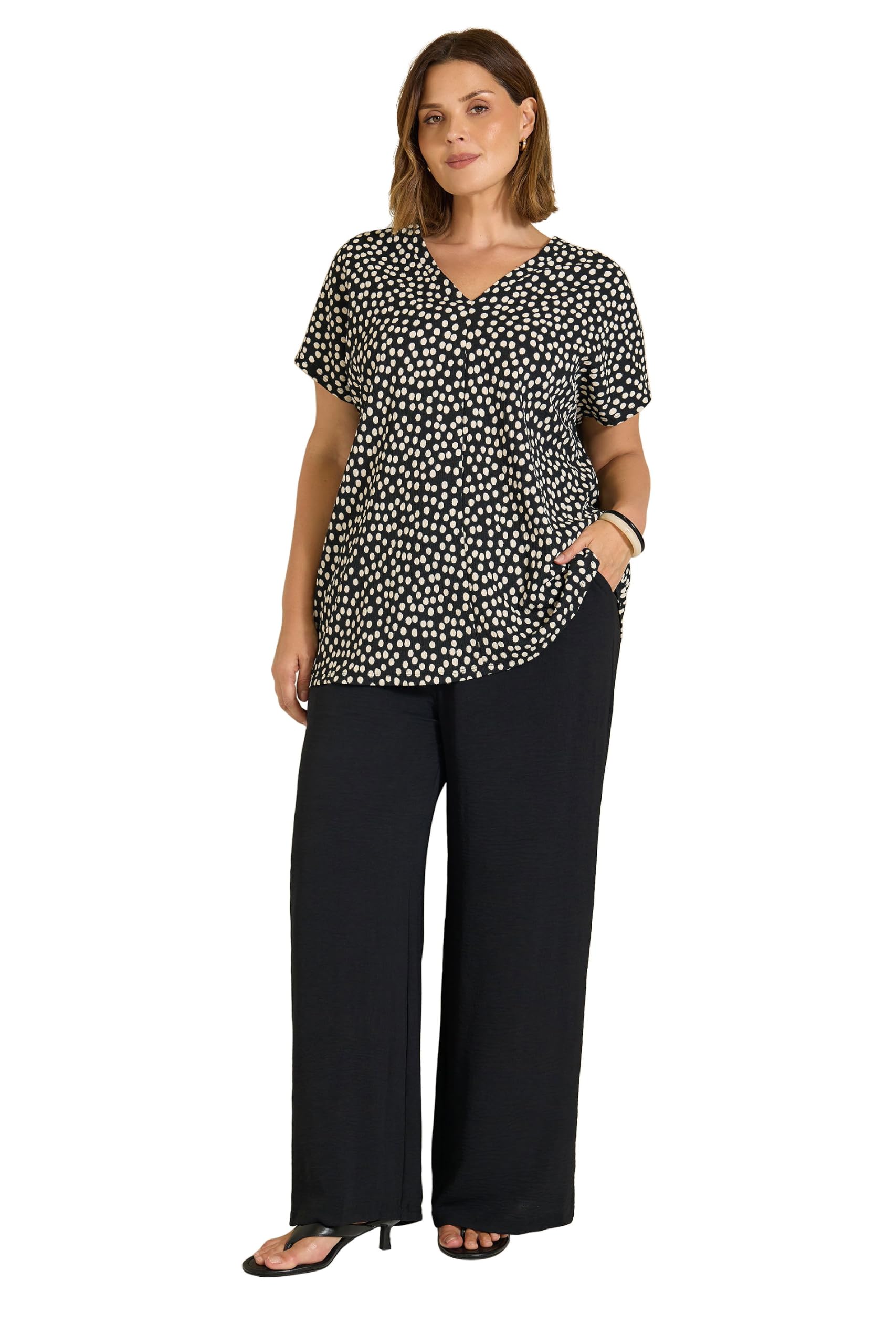 Evans Women's Black Plus Spot Print Top Size 20