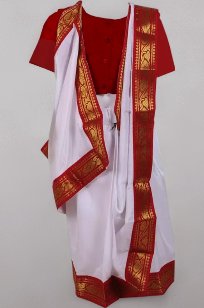 FancyDressWale Bengali Saree for Girls and Women, Semi stitched