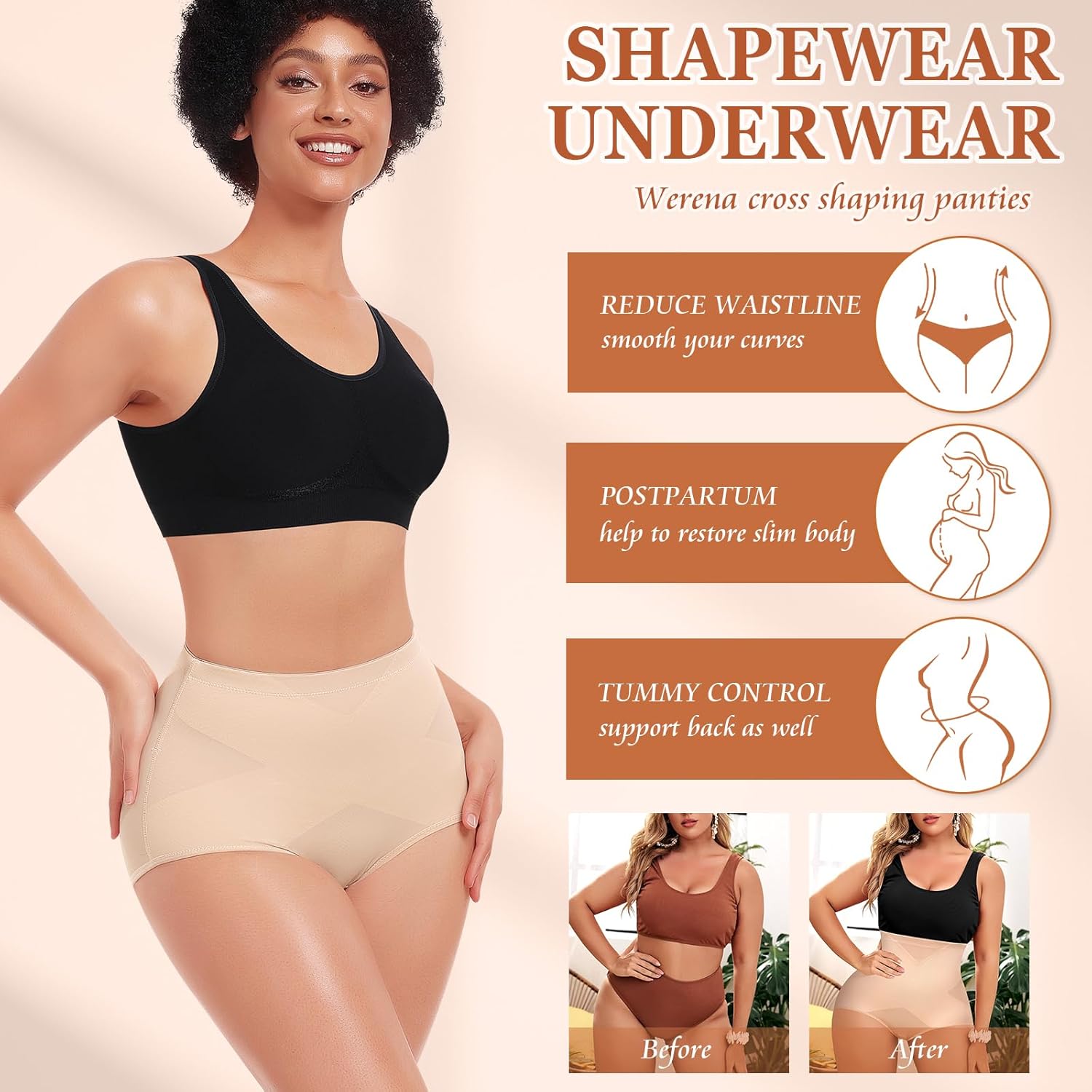 Werena Tummy Control Shapewear for Women Shaping Panties Underwear High Waisted Cincher Body Shaper Slimming Panty Girdle - Image 4