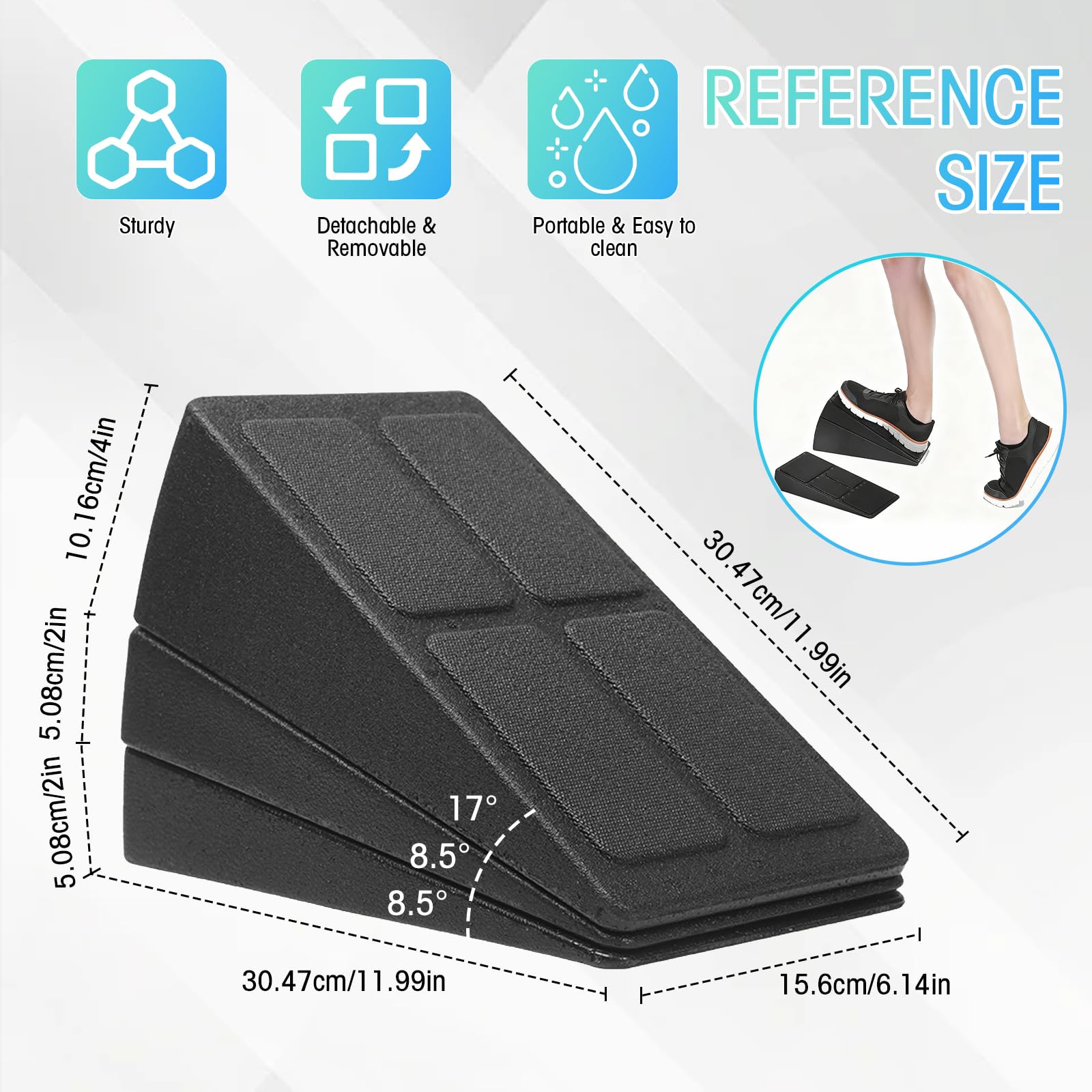 3 Pcs Slant Board Set including 5 Adjustable Angles, 480lbs Weight Capacity Calf Stretcher & Squat Wedge for Exercise Yoga - Image 2
