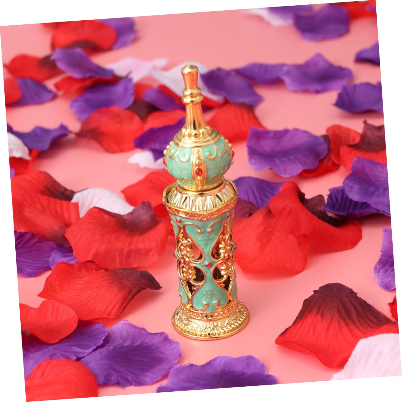 Amosfun 3stücke Vintage Parfümflasche Im Mittleren Stil Leere Retro Glasflasche Mit Blumenranke Für Hochzeitsdekoration Gold Und Grün