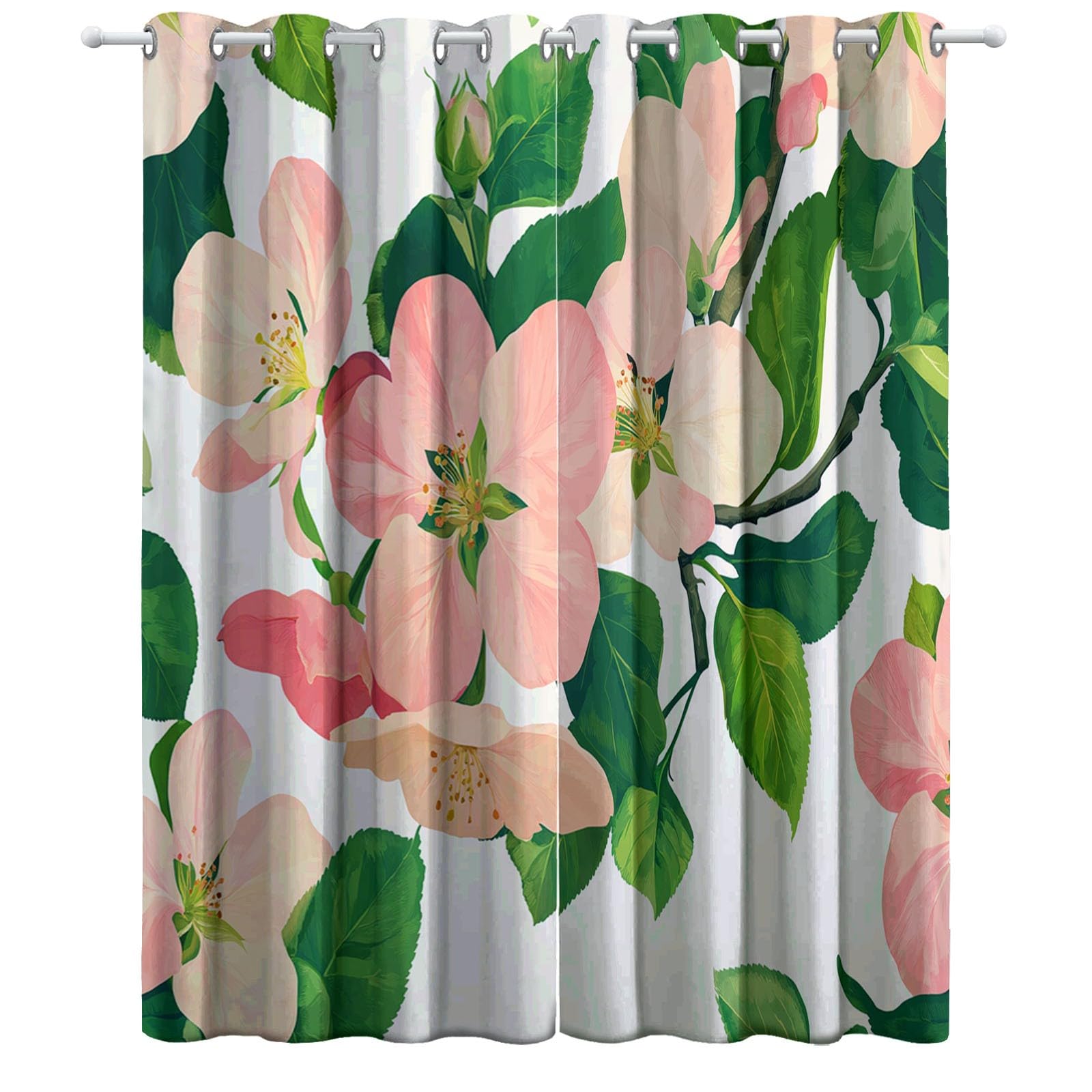 Zasłony zaciemniające, rośliny i kwiaty, termiczne, ochrona przed zimnem, ochrona przed hałasem, nieprzejrzyste, do sypialni, 245 x 140 cm, różowe, zestaw 2 sztuk