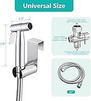 Vista 8 de BARROCK Pulverizador de bidé para inodoro, rociador de mano con chorro para inodoros existentes con manguera de bidé, presión de agua ajustable