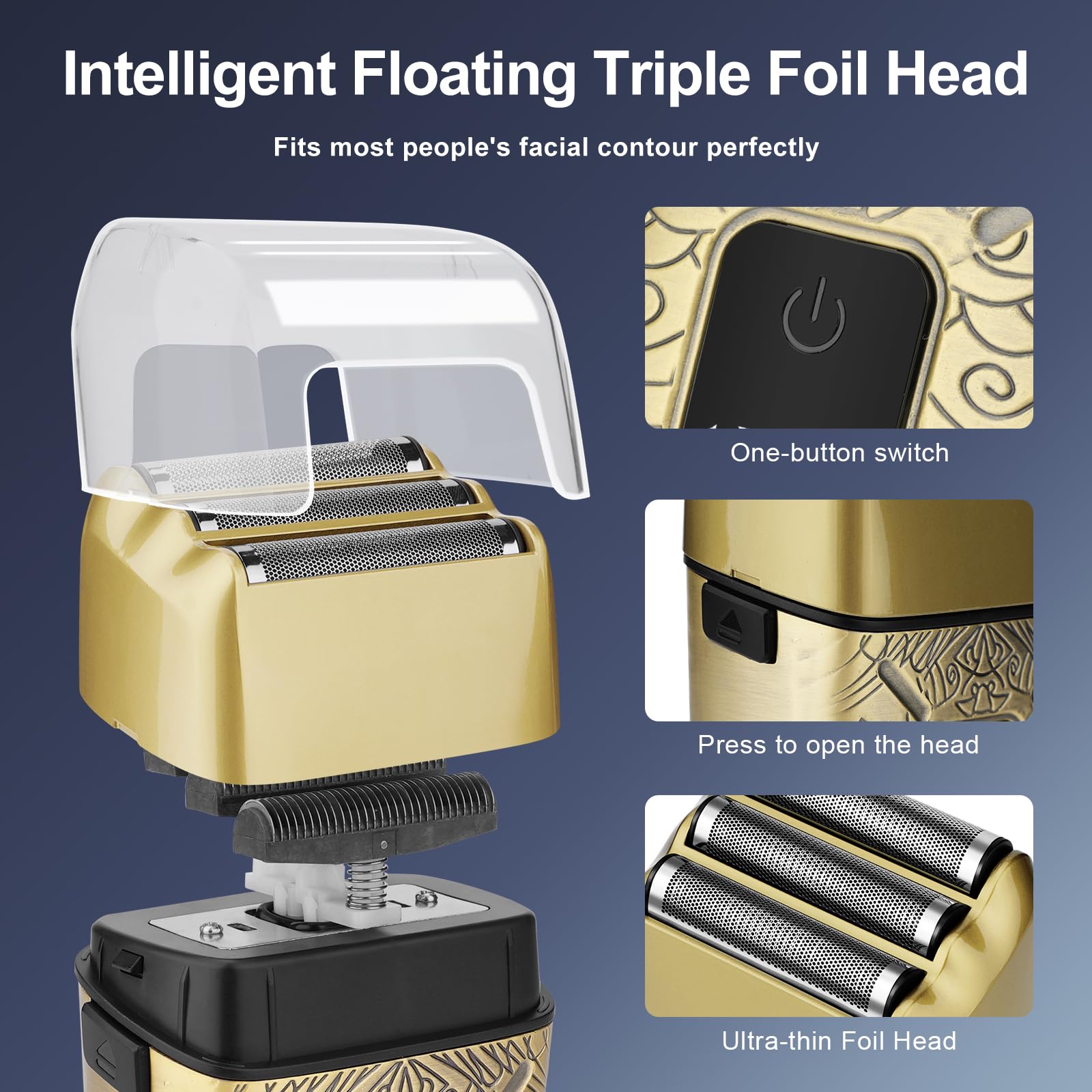 Dumite Electric Shavers for Men,Waterproof Powerful Motor Electric Razor,Head Shavers for Bald Men,Triple Foil Beard Trimmer,Barber Supplies LED Displays & USB Charging Shaver, Gifts