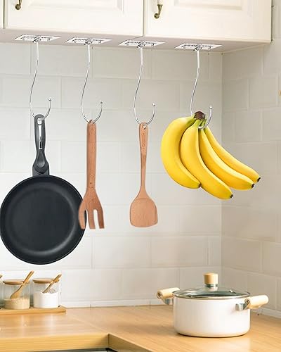 Miniatura 7 de Gancho de plátano para colgar, resistente de 13 libras (máx.), paquete de 2, colgador de plátano plegable debajo del gabinete, soporte para plátano