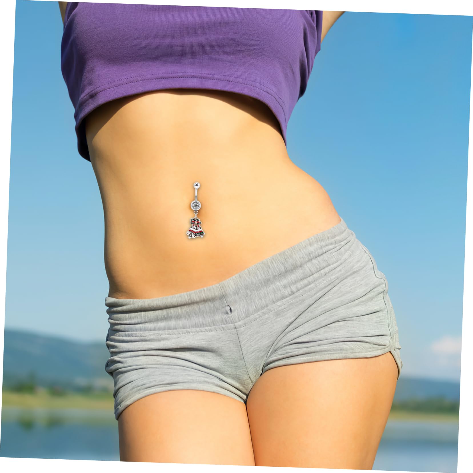 ABOOFAN Pezzi Natale All'Ombelico Ciondola Gli Della Natale Piercing All'Ombelico Ciondola Piercing Womans