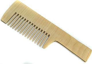 مشط يد من الخشب الطبيعي بأسنان عريضة، مقاس 21 × 5 سم