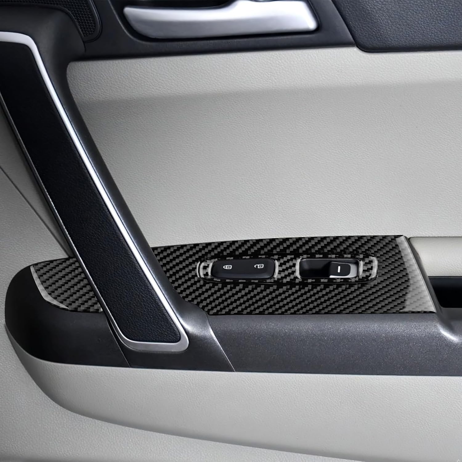 Real Carbon Fiber Window Switch Panel Trim Covers - for Kia Sportage 2017 2018 2019 2020 2021 Carbon Fiber Accessories, Durable Anti-Scratch Protective Accessories (Black)