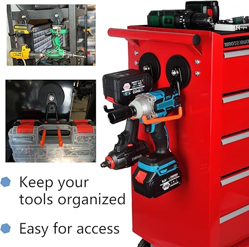 Miniatura 5 de MUTUACTOR Ganchos magnéticos fuertes, 2 ganchos magnéticos grandes de metal para organizador de herramientas, ganchos magnéticos resistentes para