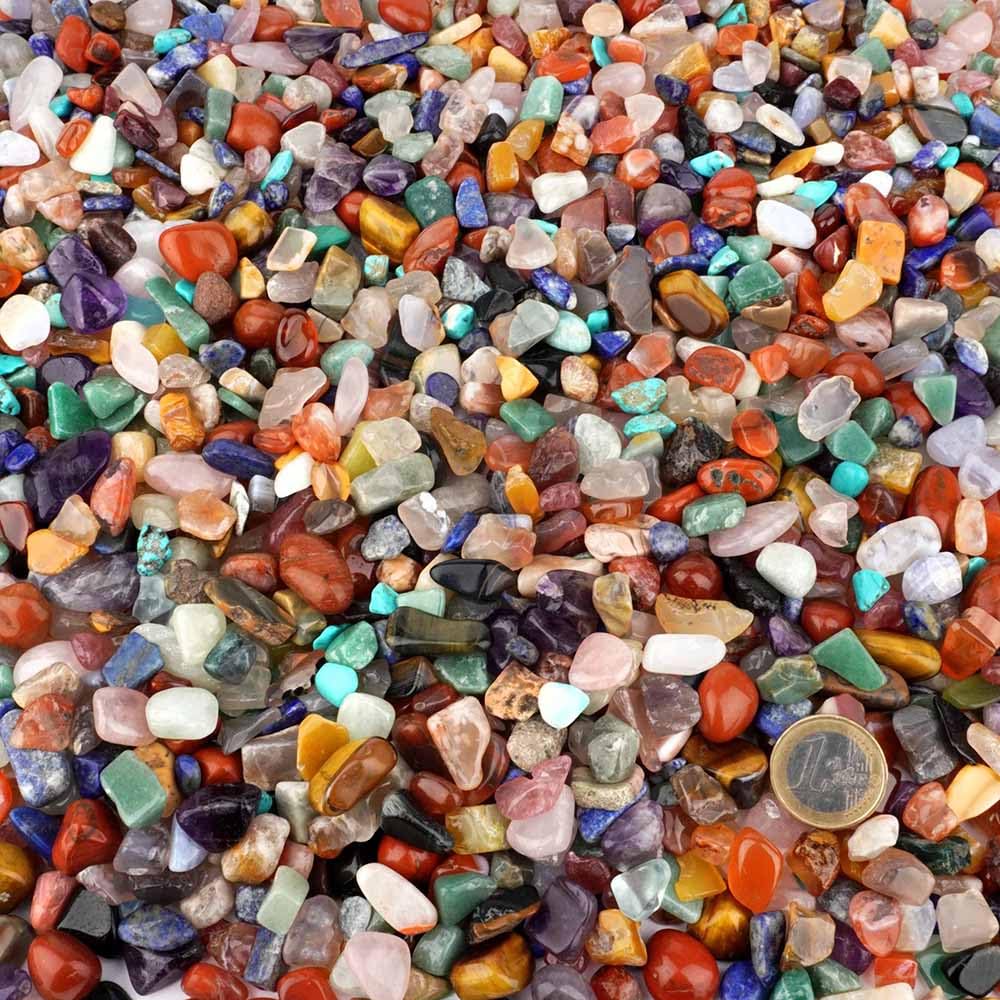 10 kg Wunderstein24 Bunter Trommelstein - Mix Naturform echte Edelstein - Mischung aus aller Welt Ø ca. 10 – 20 mm kleine Heilsteine Sand Mineralien Dekosteine Wassersteine