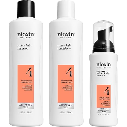 Nioxin Scalp + Hair Thickening System Kits | For Natural, Colored, & Damaged Hair with Light to Progressed Thinning | Strengthen & Boost Hair Density with Niacinamide & Biotin | 1 Month Supply