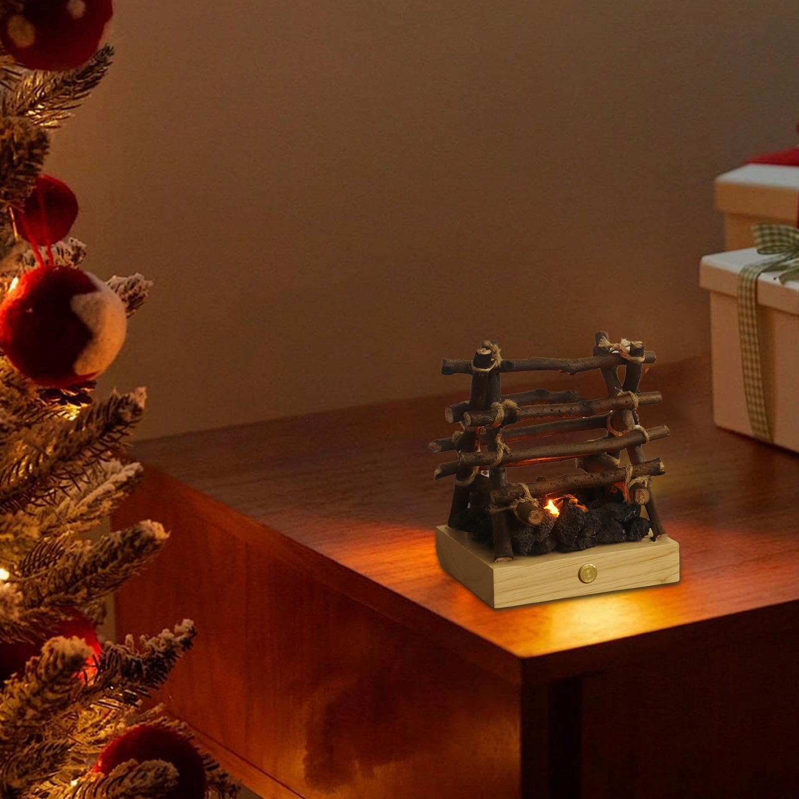 Lampada Fuoco Luce Notturna 3D LED Effetto Falò | Lampada Falò Luce Notturna 3D LED Braciere Finto Con Legna Per Decorazioni Di Halloween, Natale, Festival, Bar, Casa,