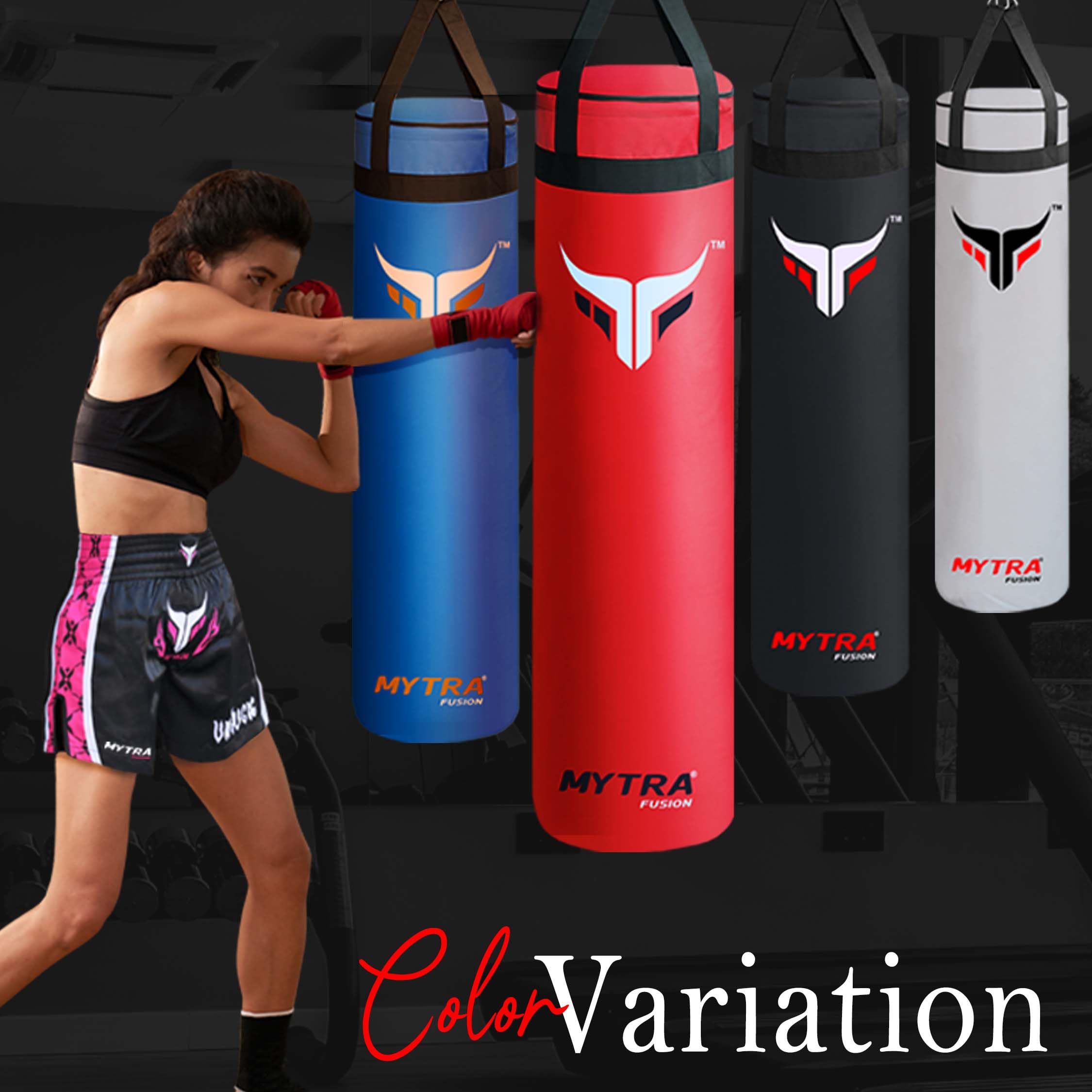 Mytra Fusion Colgante Saco Boxeo Unfilled Sacos de Boxeo para MMA, Muay Thai, Boxeo, Entrenamiento de Karate Adulto Saco Boxeo Disponible con 2 tamaños 4FT y 5FT