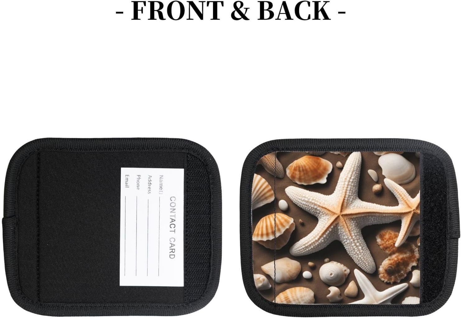 Starfish and Shells Print Luggage Handle Wraps Luggage Identifiers Soft Neoprene Luggage Handle Wraps for Suitcase Trolley Handle Grip Cover 2 Pack Luggage Tags