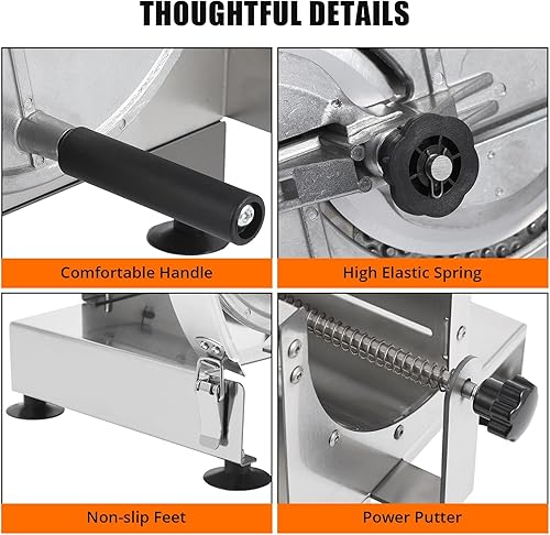 Miniatura 4 de Cortadora de verduras comercial de 0.008-0.472 in de grosor Máquina cortadora manual ajustable de frutas y verduras de acero inoxidable para