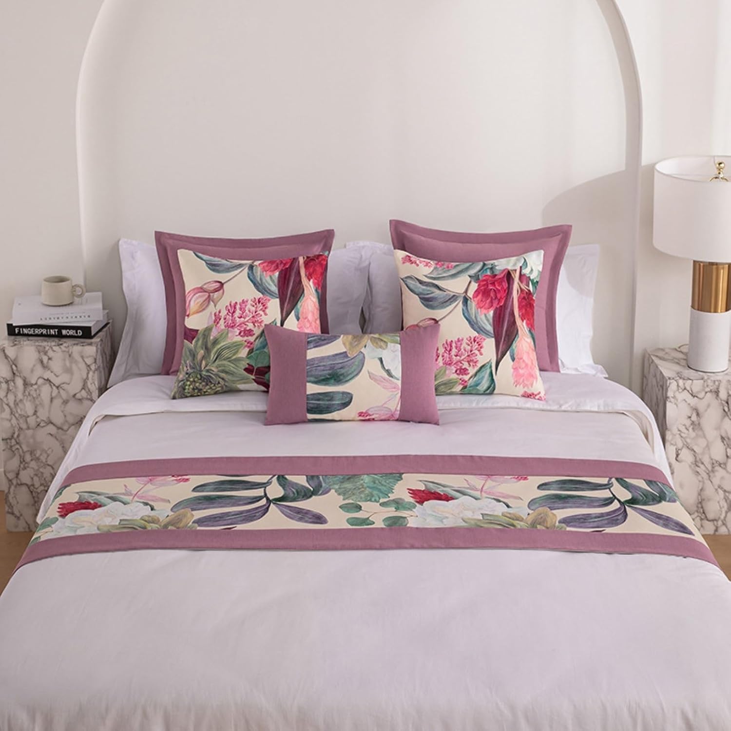 Bedding Decorative Accent Bedding Scarf,Slipcover Smooth Comfort Bedroom Guestroom for Bedroom Hotel Wedding Room(Pink,11.8 * 19.6 in Cushion Cover)
