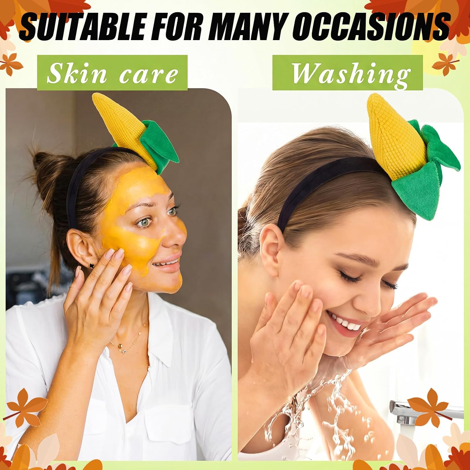 Hoteam 2 Pcs Corn Cob Headband Costume for Adults Corns Hat Funny Food Headband for Halloween Thanksgiving Women Men(Realistic Corn)