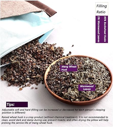 Miniatura 6 de Almohada de cuello de trigo sarraceno, almohada cilíndrica de trigo sarraceno, almohada ajustable para el cuello, soporte cervical para aliviar el