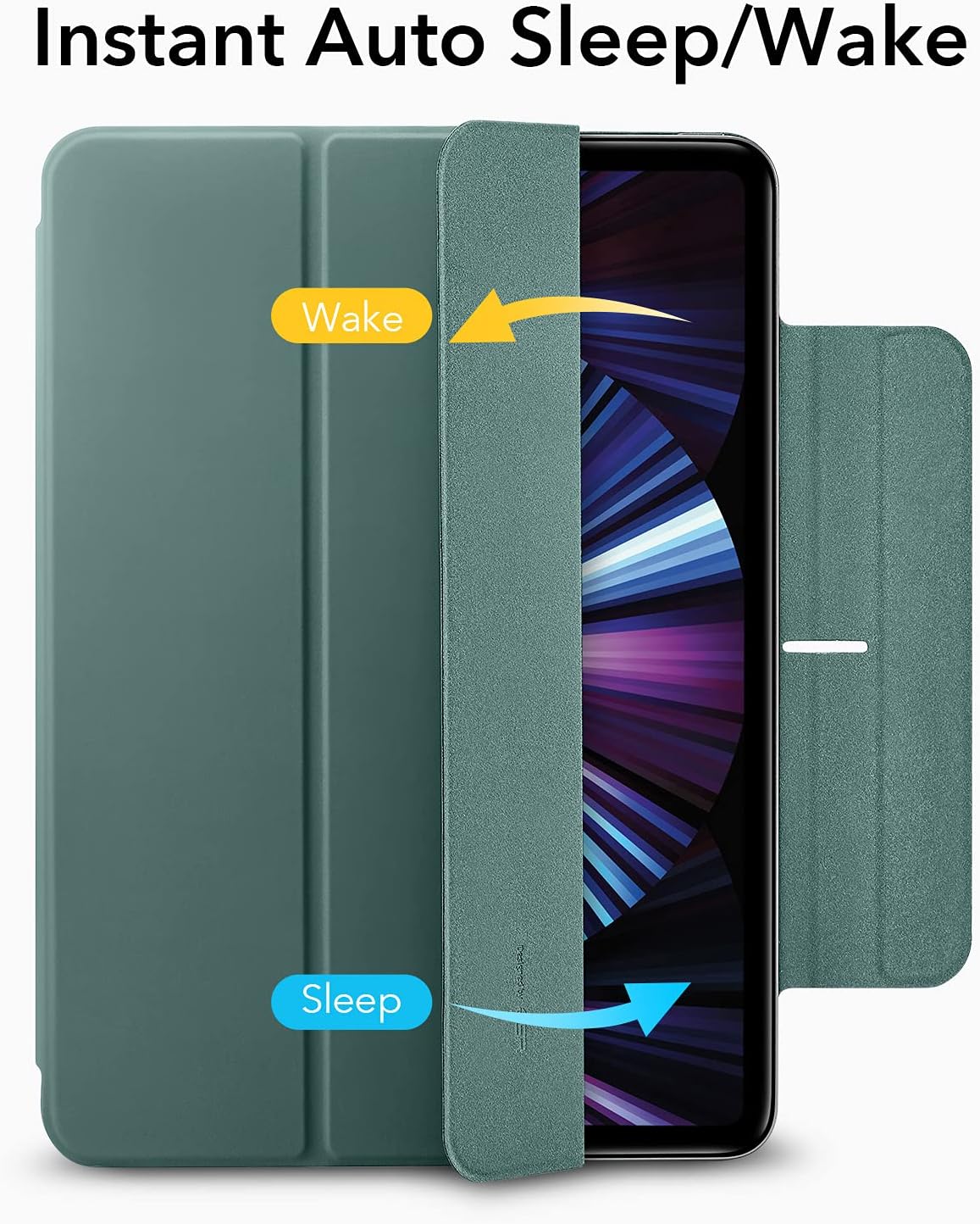 Buу 1 gеt 1 ESR Magnetic Case Compatible with iPad Pro 11 2021/2020/2018, Convenient Magnetic Attachment, Auto Sleep and Wake, Pencil 2 Support, Rebound Series， Forest Green