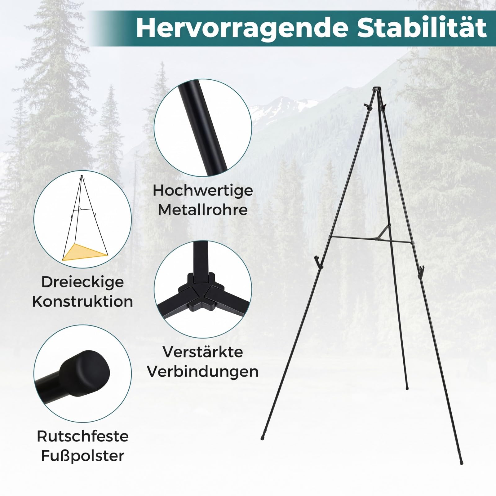 COSTWAY Staffelei 6 Stück, 166 cm faltbare Leinwand Ständer mit Dreibein, leichte Künstler Boden Staffeleien mit Tragetaschen, Leinwandständer aus Metall für Hochzeit, Malerei, & Kunstdisplays
