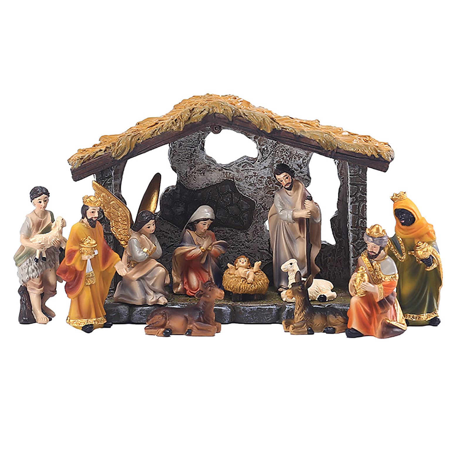 Buy Nativity Set Jesus Born Scene, Rustic Nativity Set Includes 12