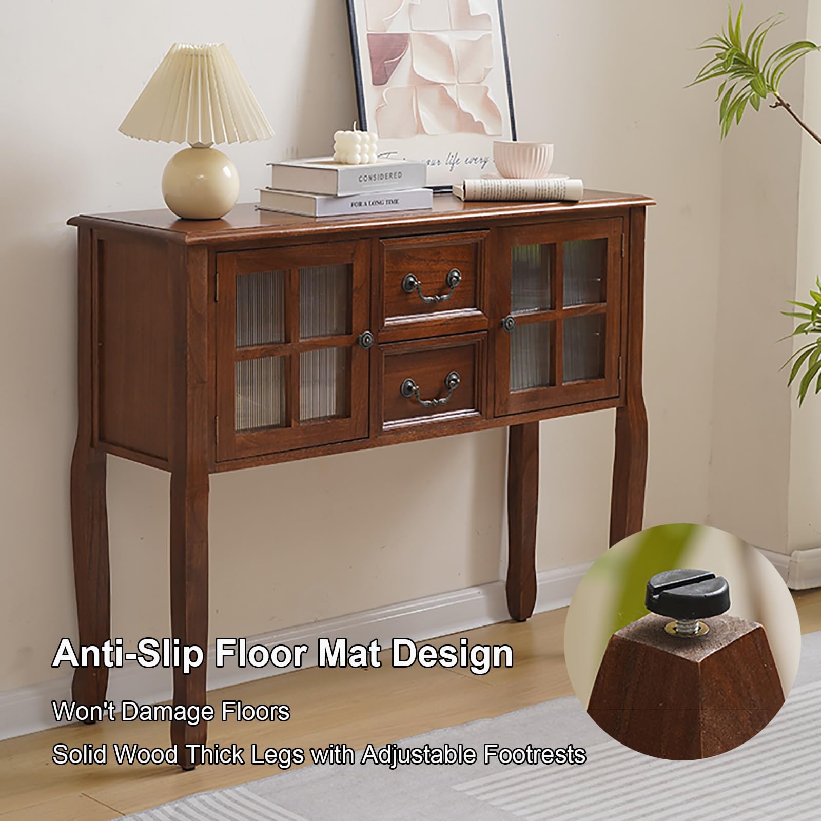 Tavolo Consolle Ingresso in Stile Rustico con Cassetti e Ante, Mobile Svuotatasche Ingresso, Consolle Cucina con Contenitore per Corridoio, Soggiorno(Brown,100x32x82cm/39x12.6x32in)