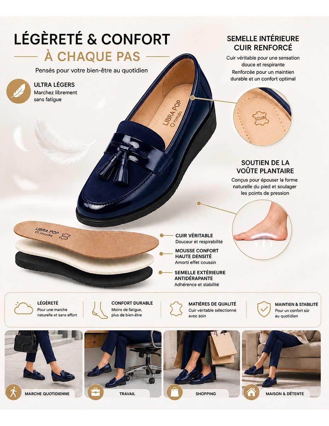 Mocassini Verniciatura Donna Suola con zeppa Comfort interno Pelle & nappa